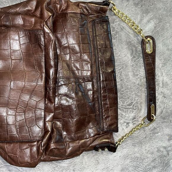 Badgley Mischa large crocodile hobo bag flap/magnetic close - Picture 7 of 14